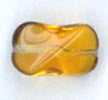 Czech Pressed Glass - Twisted Rectangle Bead - 15 x 10 mm - Transparent Gold (eaches)