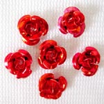 Aluminium Metal Flower Bead - Red (15 beads)