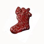 Acrylic Painted Christmas Stocking Bead-Pendant - Dark Red with Silver Glitter