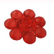 7-petal Flower Bead-Button - Transparent Red