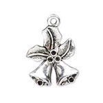 Cast Alloy Bell with Holly Charm-Pendant - Antique Silver