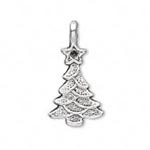 Cast Alloy Christmas Tree Charm-Pendant - Antique Silver