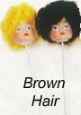 Doll Head - Girl Head - Curly Top with Brown Hair - 25 mm - on pick