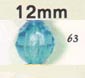 12 mm Acrylic Faceted Bead - Colour 63 (Turquoise)