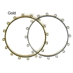 Bracelet Forms (for Beading) - Bracelet - Solid with 16 rings - approx. 58 mm ID and 62 mm OD - Gold