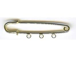 Kilt Pin - approx 75 mm (3 inch) with 3 loops - Gold