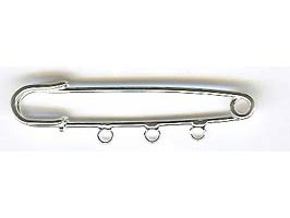 Kilt Pin - approx 75 mm (3 inch) with 3 loops - Silver
