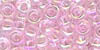 Size 9 Japanese Seed Bead - Colourlined Pale Pink - AB (Aurora Borealis)