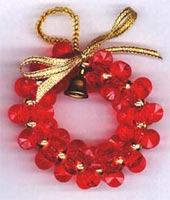 Beaded Ornaments / Tree Decorations - Starflake Christmas Wreath (Red)