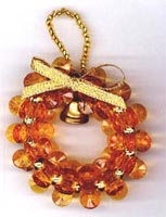 Beaded Ornaments / Tree Decorations - Starflake Christmas Wreath (Sungold)