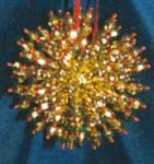 Beaded Ornaments / Tree Decorations - LARGE Crystal Satellite Ball - GoldRed