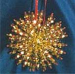 Beaded Ornaments / Tree Decorations - LARGE Pearl Satellite Ball - GoldRed