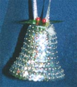Beaded Ornaments / Tree Decorations - Sequin Christmas Bell (Silver Laser Sequins)
