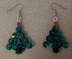 Swarovski Tree Earrings-Woven-LARGE-Emerald