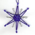 Beaded Ornaments / Tree Decorations - Crystal and Bugle Bead Star - Blue