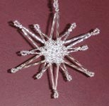 Beaded Ornaments / Tree Decorations - Crystal and Bugle Bead Star - Silver
