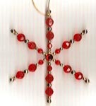 Beaded Ornaments / Tree Decorations - Faceted Spoke Star - Red & Gold (makes 2 ornaments)