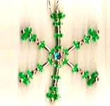 Beaded Ornaments / Tree Decorations - Starflake Spoke Star - Green & Gold (makes 2 ornaments)