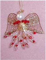 Beaded Ornaments / Tree Decorations - Swarovski Bicone Angel Kit - Red & Gold