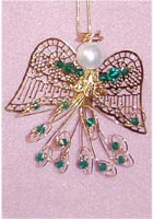 Beaded Ornaments / Tree Decorations - Swarovski Bicone Angel Kit - Green & Gold