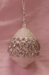 "Louisa" Beaded Christmas Ornament in Silver