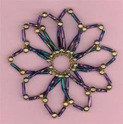 Bugle Bead Christmas Flower - Black AB (makes 4)