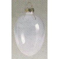 Glass Ornament Egg - app. 50 mm diameter (max) by 80 mm tall (with cap).  Crystal / Clear