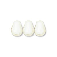 Czech Glass Pearl - 10 x 6 mm (Centre-Drilled) Drop - White (eaches)
