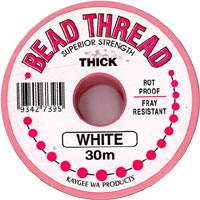 Beading Thread - White - Thick (30 m spool)