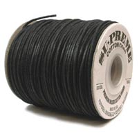 (Waxed) Cotton Cord - Black - 2 mm diameter - per meter length