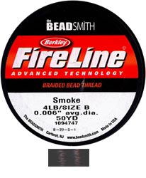 Fireline Braided Beading Thread - Size B - 4 lb - 0.006" - Smoke (Grey) (45 m spool)