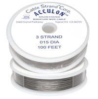 Tiger Tail (Nylon Coated Beading Wire) - 3-strand nickel-colour - 0.015" - 30 m reel