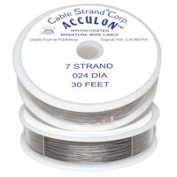 Tiger Tail (Nylon Coated Beading Wire) - 7-strand nickel-colour - 0.024" - 9.2 m reel